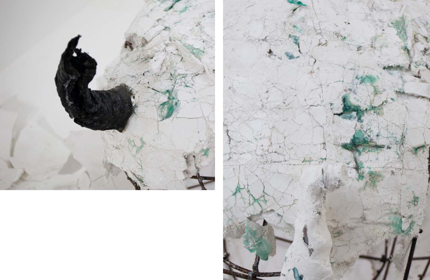 This picture shows two detail shots of the previous sculpture  by Selou Sowe.